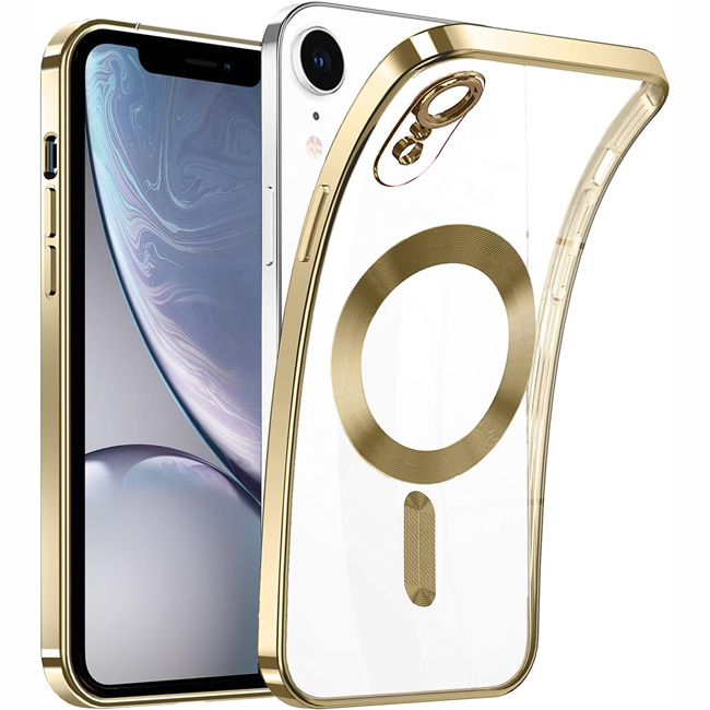 Θήκη iPhone XR Silicone MagSafe Clear Gold