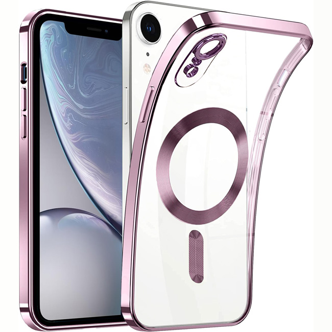 Θήκη iPhone XR Silicone MagSafe Clear Rose Gold