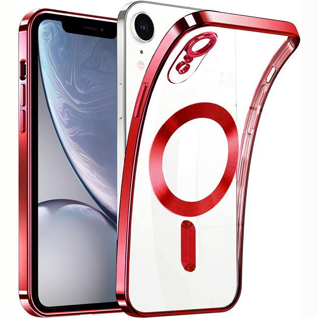 Θήκη iPhone XR Silicone MagSafe Clear Red