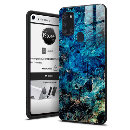 Glossy Marble Emerald Case Samsung Galaxy A21s