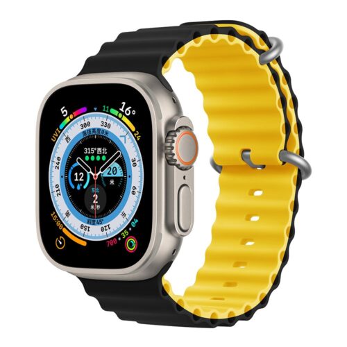 Orso Deluxe Sport Silicone Black/Yellow Λουράκι Apple Watch 42/44/45/49mm