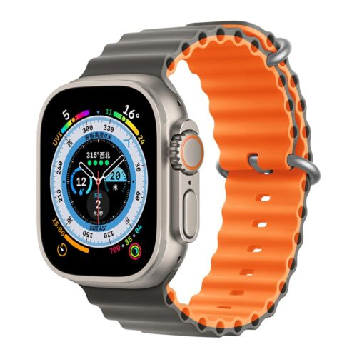 Orso Deluxe Sport Silicone Grey/Orange Λουράκι Apple Watch 42/44/45/49mm