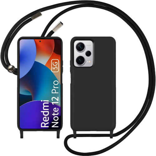 Θήκη Liquid Silicone Κορδόνι Black Xiaomi Redmi Note 12 Pro 5G