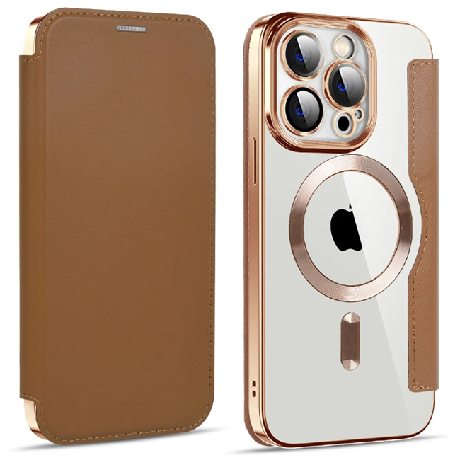 Θήκη Orso Flip Camera Protection Magsafe Bare Look Brown iPhone 15 Pro Max