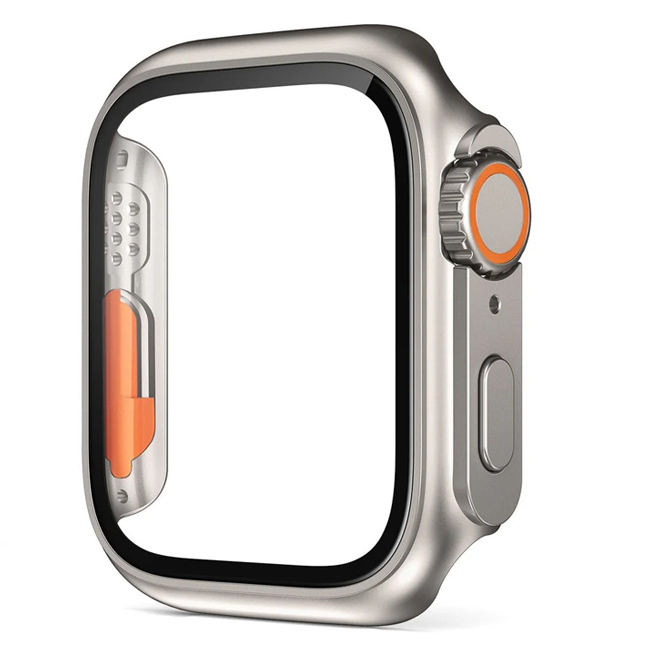 2-in-1 Switch to Ultra Hard Frame Titanium + Tempered Glass Apple Watch 46mm