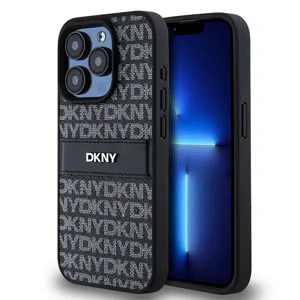 Θήκη DKNY Leather Repeat Pattern Metal Logo Black iPhone 15 Pro Max