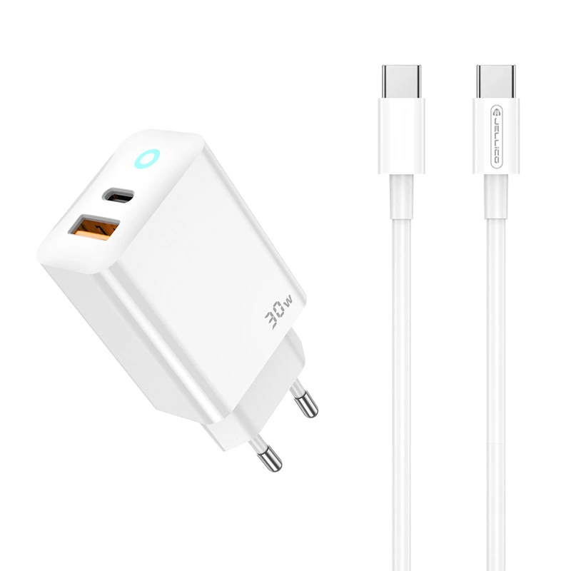 Jellico 30W 1x PD USB-C 1x USB Charger with USB-C Cable White (EU13)