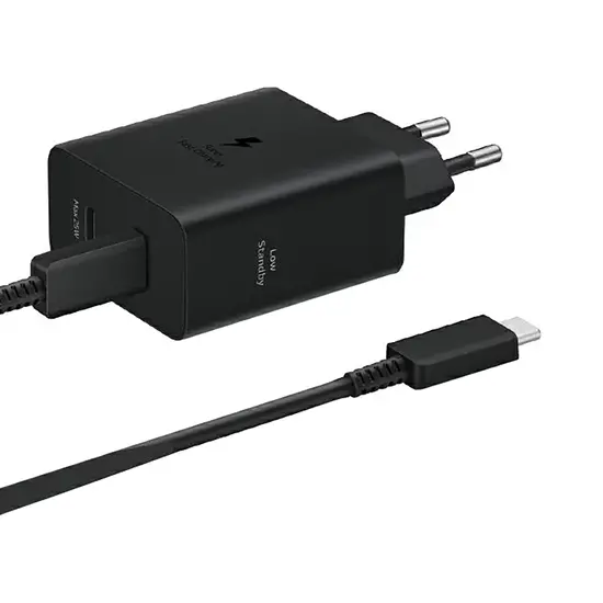 Samsung Fast Travel Charging Set GaN 50W Duo με Καλώδιο USB-C to USB-C Black