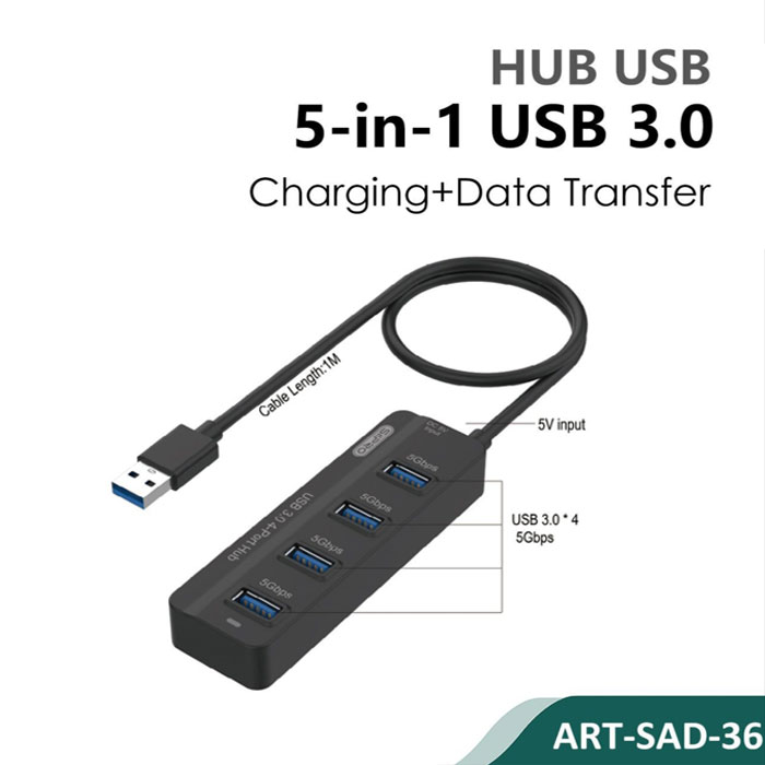 Siipro 4x USB 3.0 Hub Black (SAD-36)