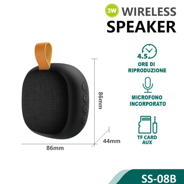 Siipro Pocket Bluetooth Speaker Black (SS-08B)